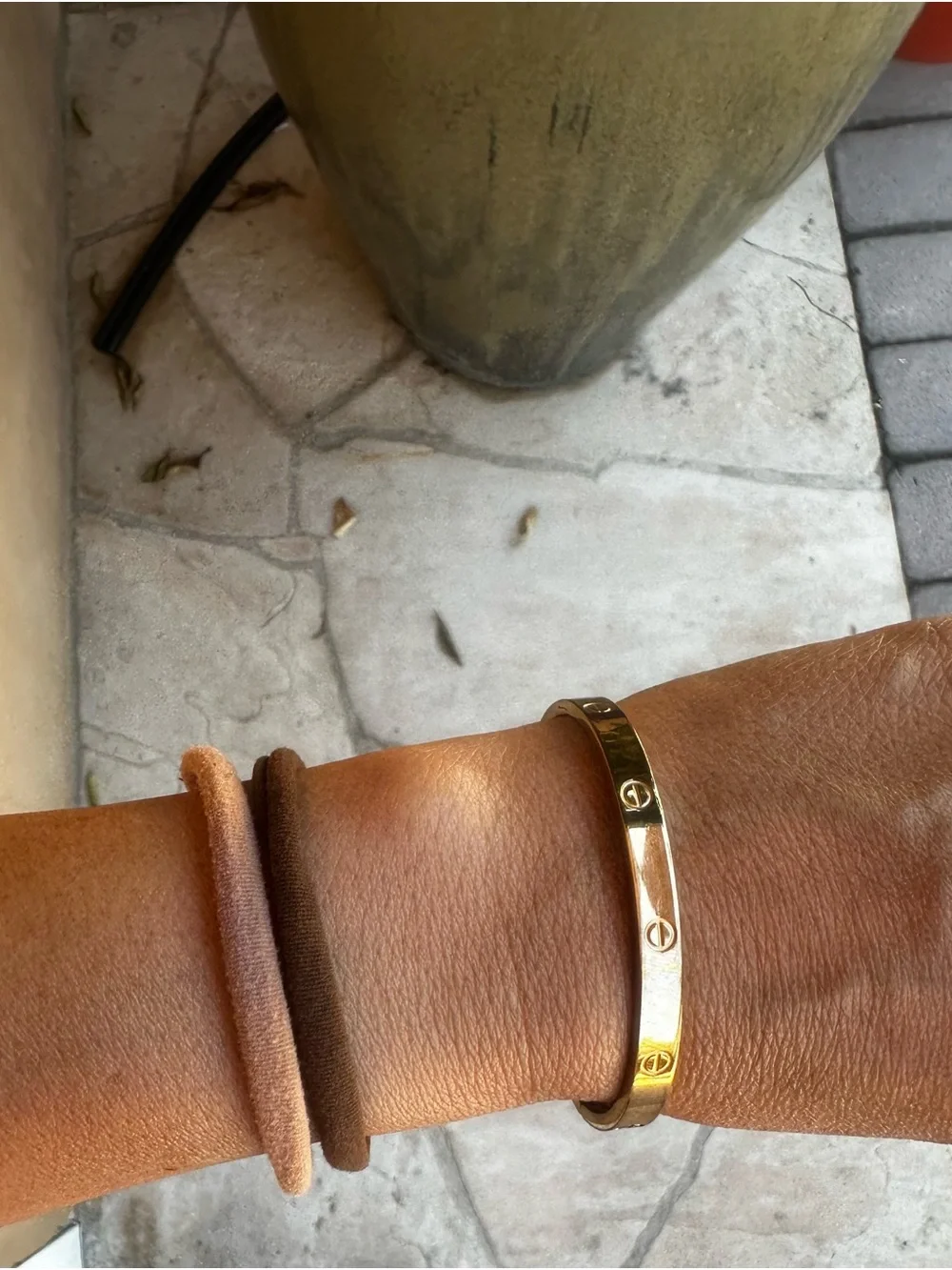 Gold Women’s  Screw-Accent Cuff Bracelet